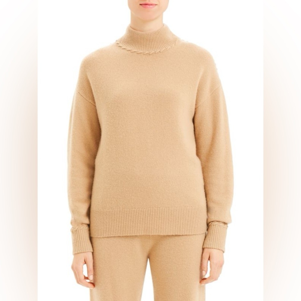Theory Whipstitch Cashmere Turtleneck Sweater